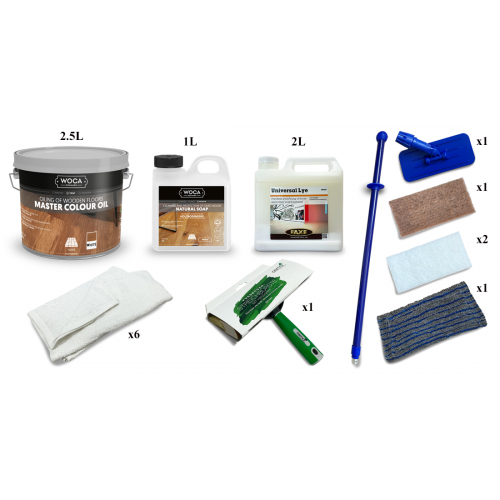 Kit Saving: DC007 (b) Faxe Universal Lye & Woca Master Colour Oil, white floor, 0 to 15m2, Work by hand  (DC)