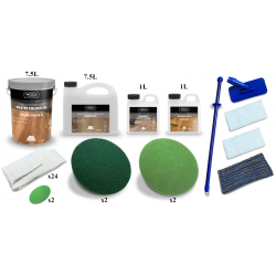 Kit Saving: DC031 (c) Woca Wood Lye white and Woca Master Colour Oil White, floor, 46 to 70m2,  work with a buffing machine  (DC)