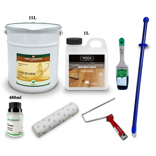 Kit Saving: DC092 (e) Linea ODL clear, natural topcoat oil lacquer, floor, topcoat oil, high protection & low colour impact, all wood types, 56 to 75m2  (DC)