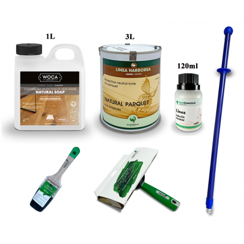 Kit Saving: DC098 (b) Linea Natural Parquet topcoat oil, floor, zero colour impact, all wood types, 0 to 15m2  (DC)