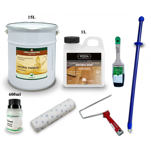 Kit Saving: DC098 (f) Linea Natural Parquet topcoat oil, floor, zero colour impact, all wood types, 76 to 95m2  (DC)