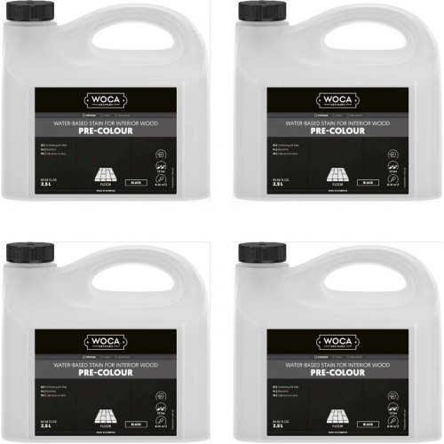 TRADE PRICE! Woca Pre Colour Stain 2019 onward Black 10ltr total; box of 4 x 2.5L 500242A  (DC)